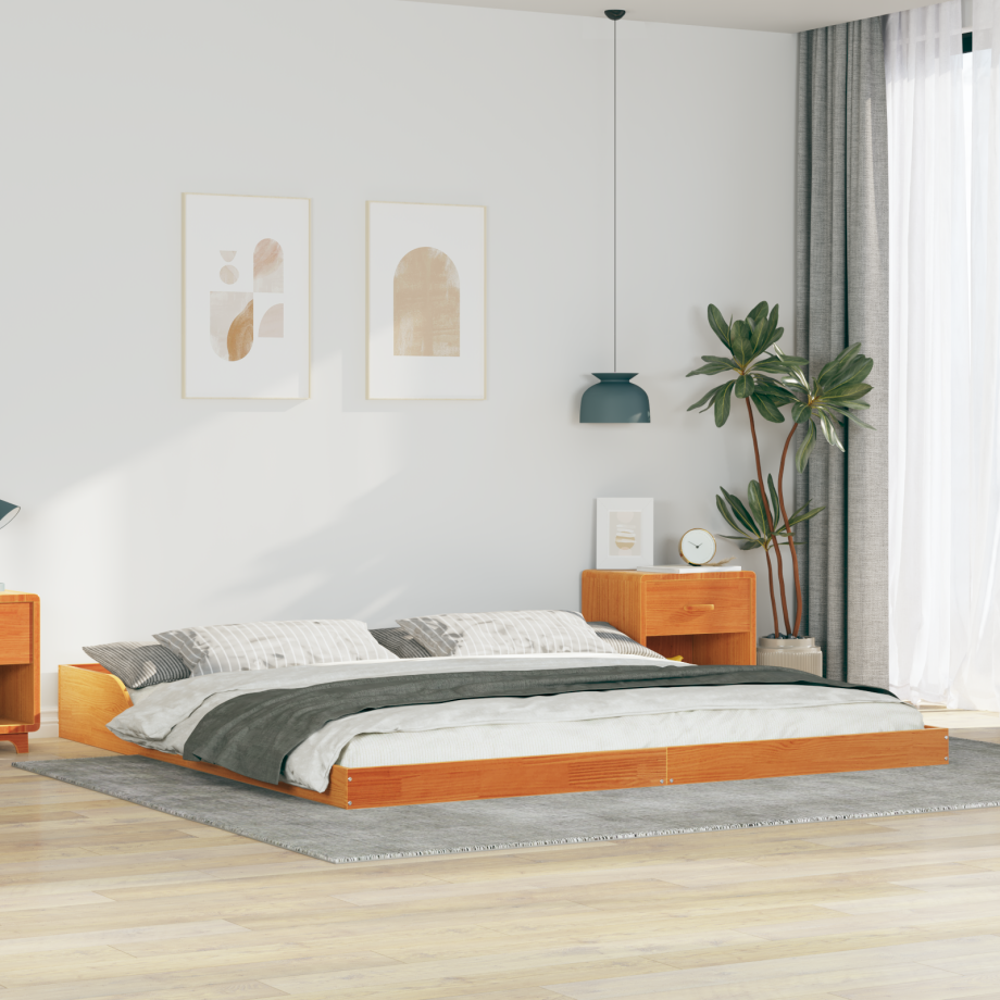 vidaXL Bedframe Wasbruin 200 x 220 cm Massief grenenhout vidaXL Bedframe Wasbruin 200 x 220 cm Massief grenenhout afbeelding 1