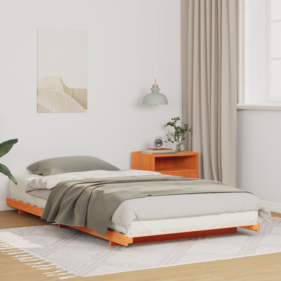 vidaXL Bedframe Wasbruin 80 x 200 cm Massief grenenhout afbeelding 1