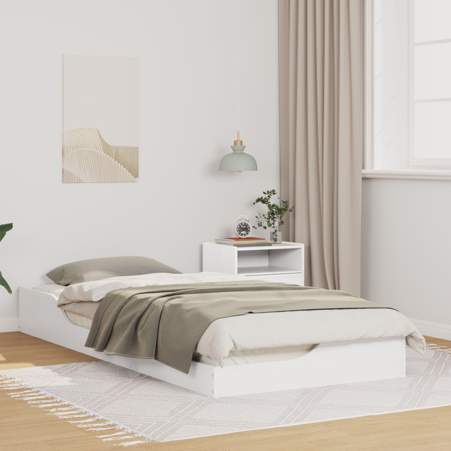 vidaXL Bedframe Wit 100 x 210 cm Massief grenenhout afbeelding 1