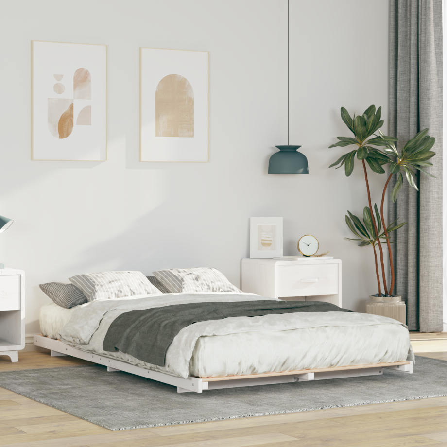 vidaXL Bedframe Wit 120 x 190 cm Massief grenenhout afbeelding 1