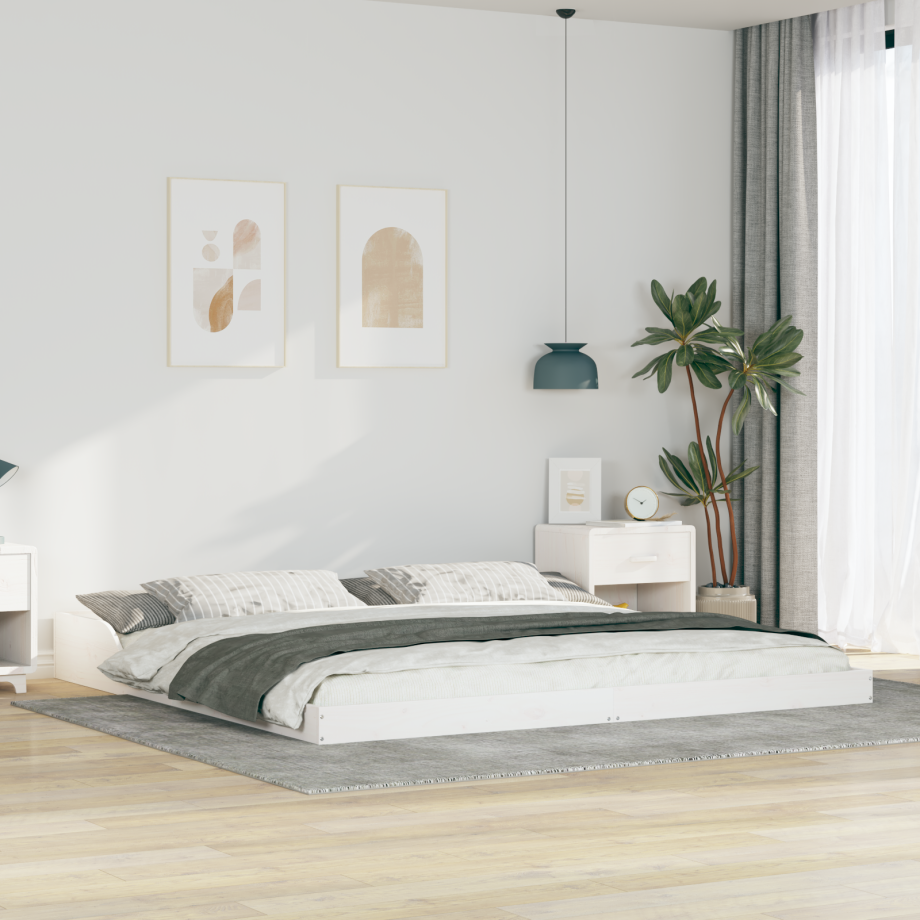 vidaXL Bedframe Wit 200 x 210 cm Massief grenenhout vidaXL Bedframe Wit 200 x 210 cm Massief grenenhout afbeelding 1