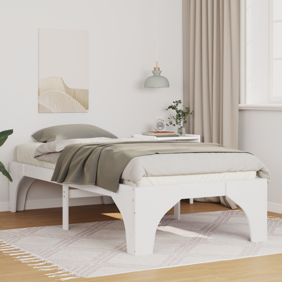 vidaXL Bedframe Wit 90 x 190 cm Massief grenenhout afbeelding 1