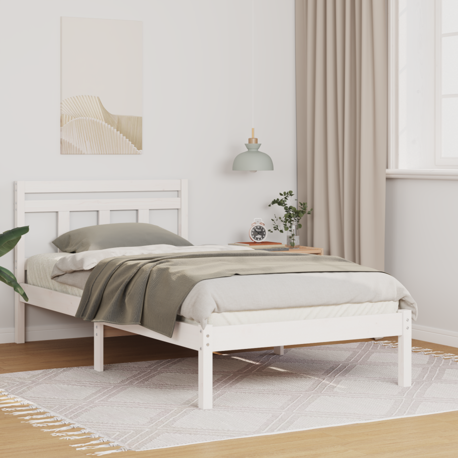 vidaXL Bedframe Wit 90 x 200 cm Massief grenenhout vidaXL Bedframe Wit 90 x 200 cm Massief grenenhout afbeelding 1