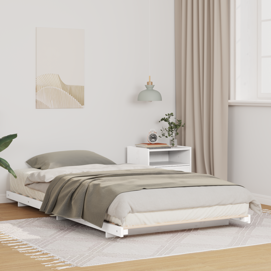 vidaXL Bedframe Wit 90 x 200 cm Massief grenenhout vidaXL Bedframe Wit 90 x 200 cm Massief grenenhout afbeelding 1