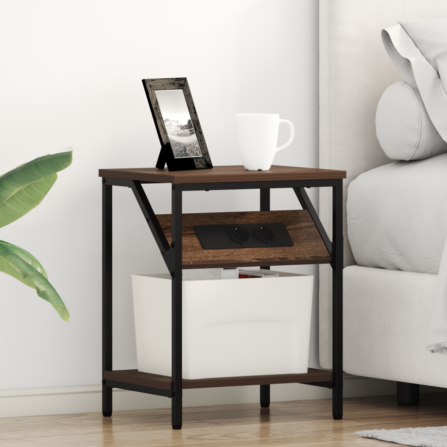 vidaXL Bedside kasten 2 pcs bruin eikenkleur 38 x 30 x 48 cm afbeelding 1