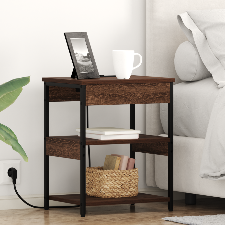 vidaXL Bedside kasten 2 pcs bruin eikenkleur 41 x 31 x 51 cm afbeelding 1