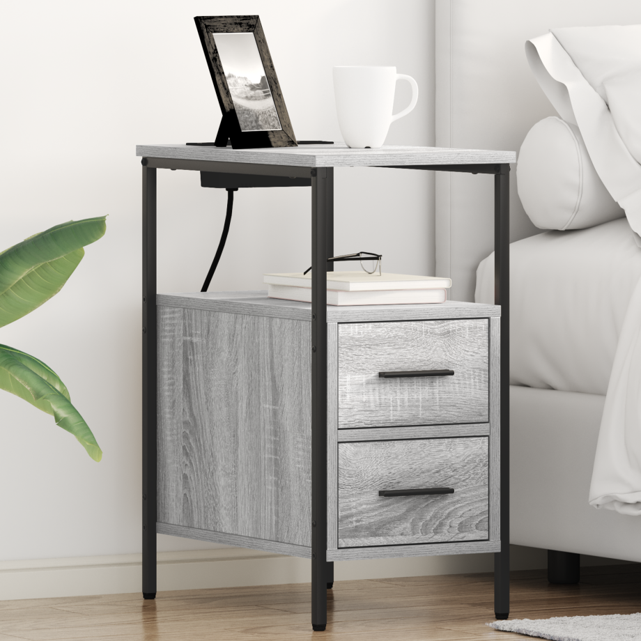 vidaXL Bedside kasten 2 pcs Grijs sonoma 30 x 48 x 61 cm Bewerkt hout afbeelding 1