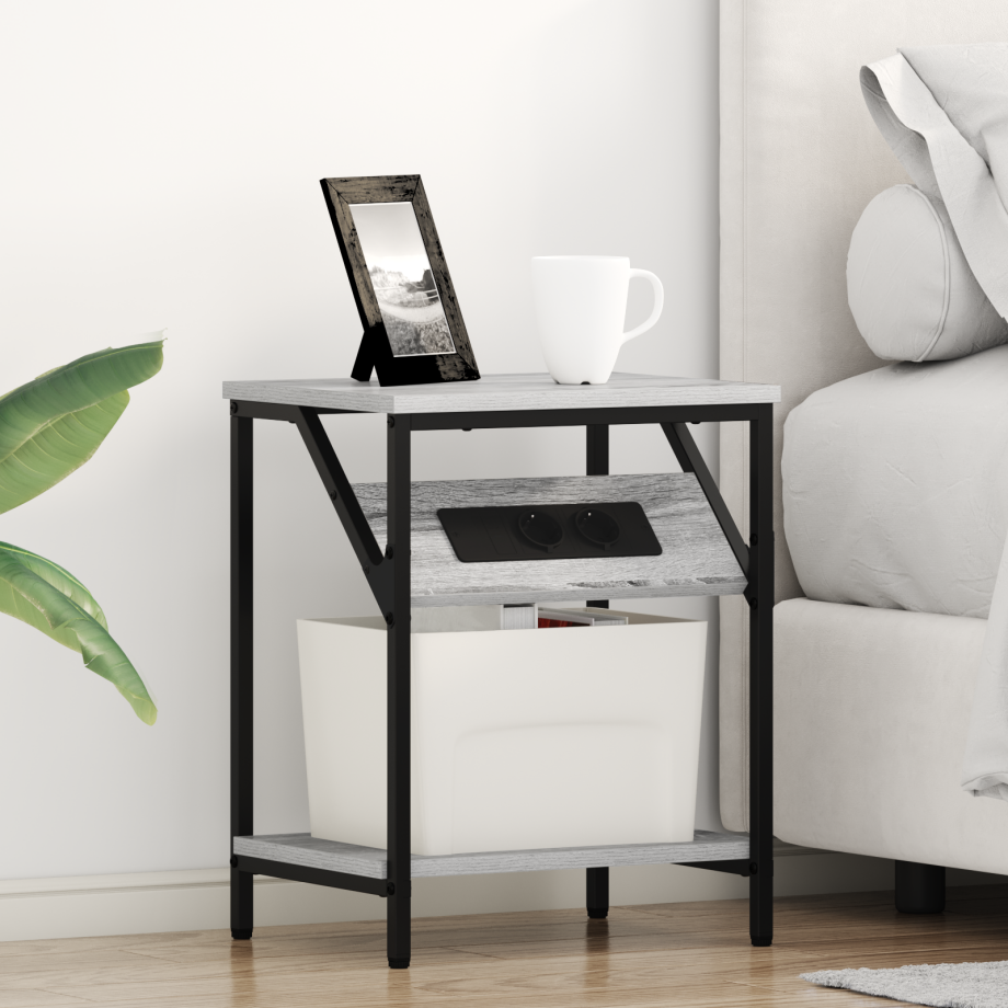 vidaXL Bedside kasten 2 pcs Grijs sonoma 38 x 30 x 48 cm Bewerkt hout afbeelding 1