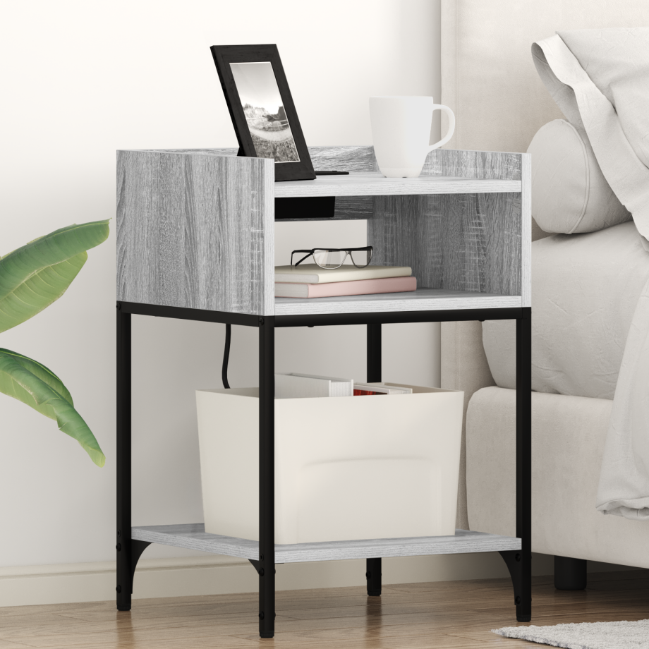 vidaXL Bedside kasten 2 pcs Grijs sonoma 40 x 40 x 61 cm Bewerkt hout afbeelding 1