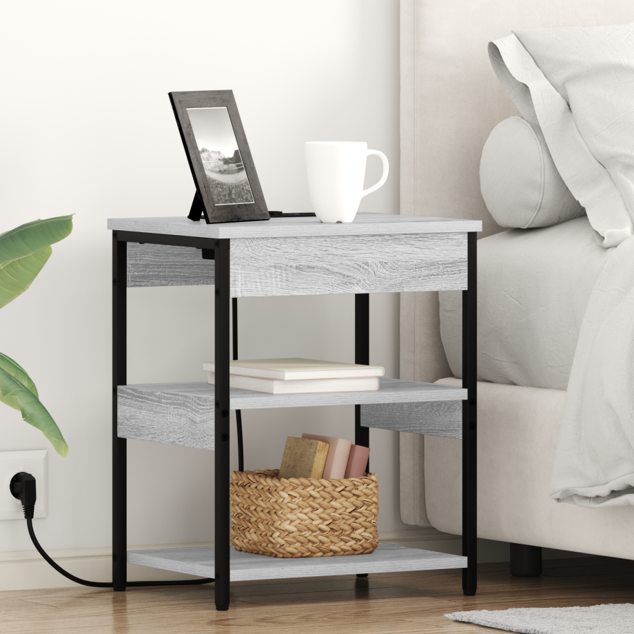 vidaXL Bedside kasten 2 pcs Grijs sonoma 41 x 31 x 51 cm Bewerkt hout afbeelding 1