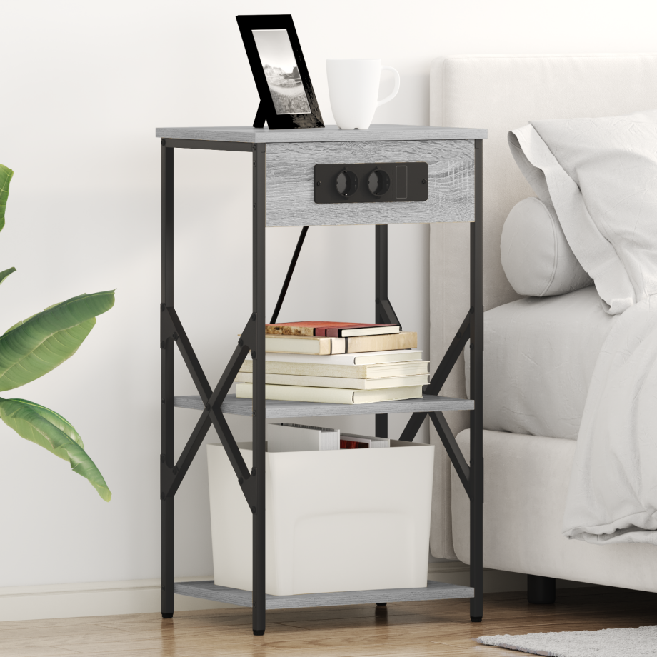 vidaXL Bedside kasten 2 pcs Grijs sonoma 41 x 31 x 76 cm Bewerkt hout afbeelding 1