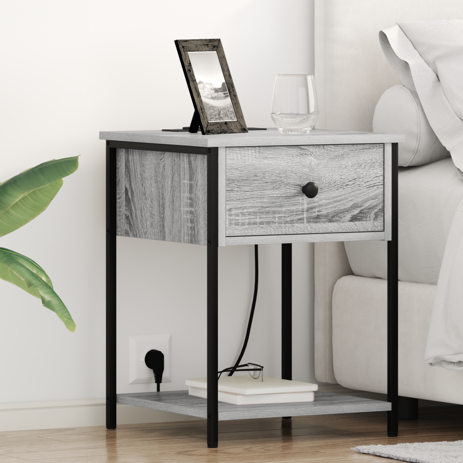 vidaXL Bedside kasten 2 pcs Grijs sonoma 42 x 41 x 56 cm Bewerkt hout afbeelding 1
