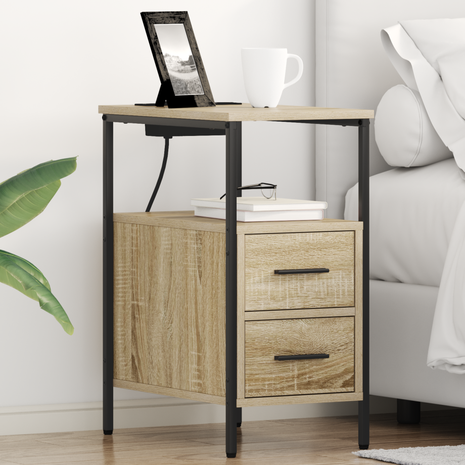 vidaXL Bedside kasten 2 pcs Sonoma eiken 30 x 48 x 61 cm Bewerkt hout afbeelding 1