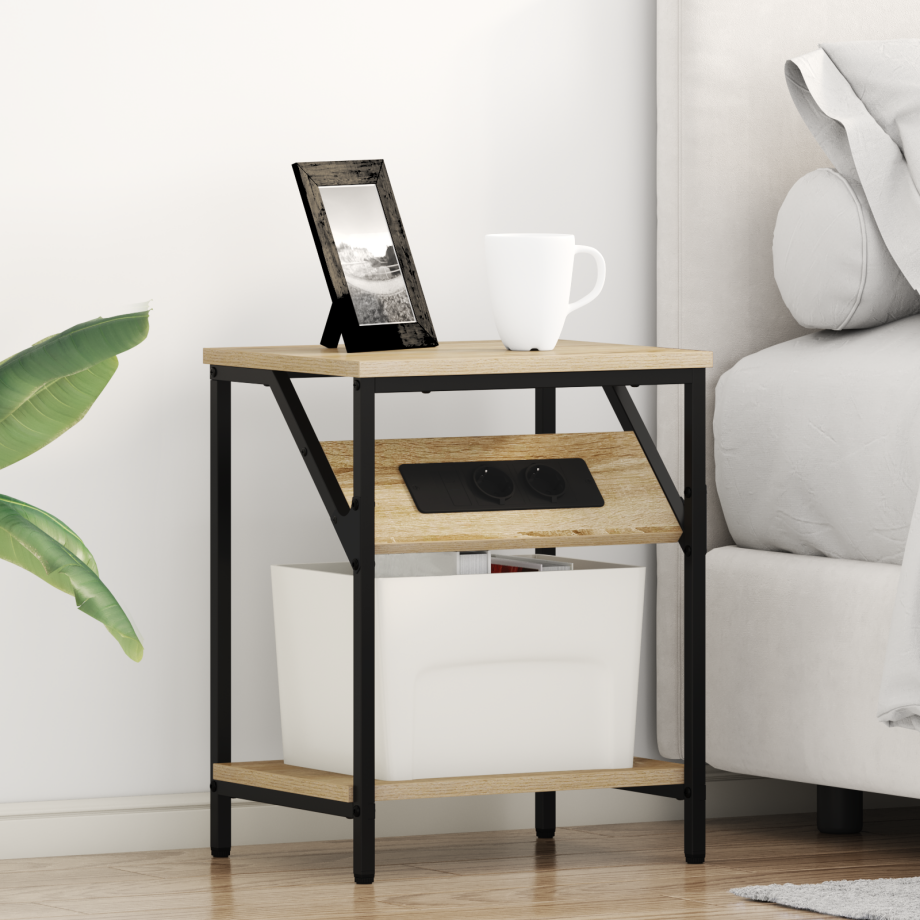 vidaXL Bedside kasten 2 pcs Sonoma eiken 38 x 30 x 48 cm Bewerkt hout afbeelding 1