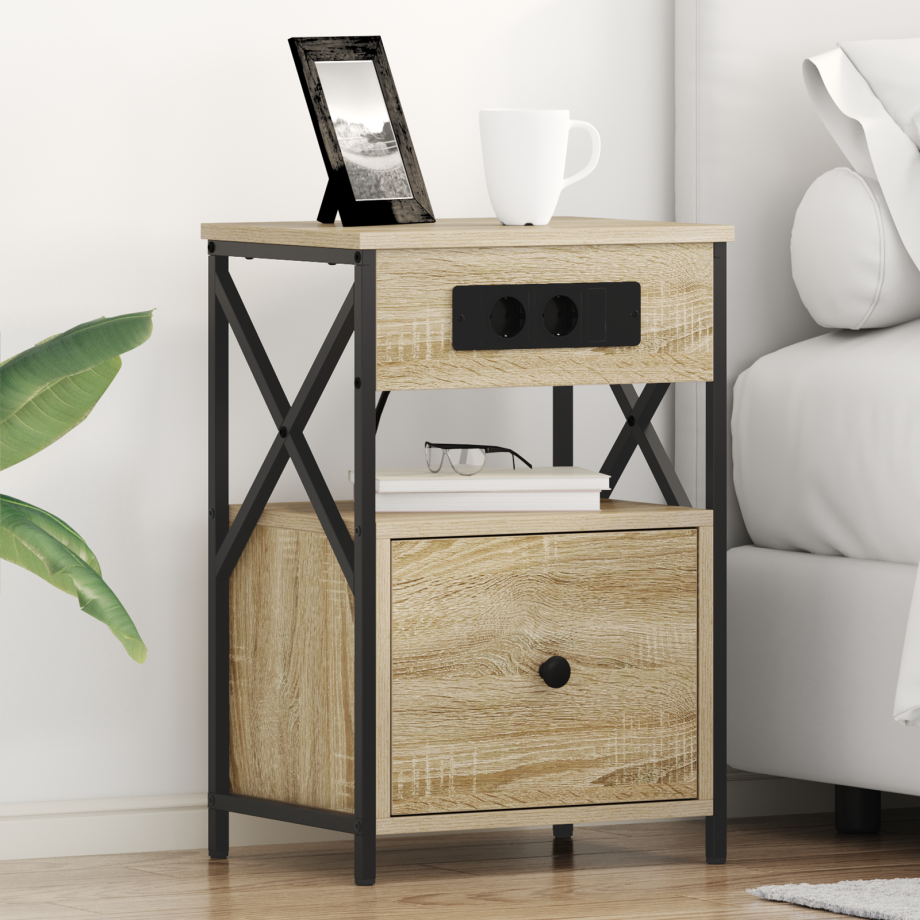 vidaXL Bedside kasten 2 pcs Sonoma eiken 40 x 31 x 60 cm Bewerkt hout afbeelding 1