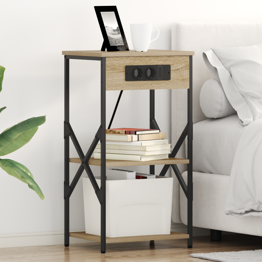 vidaXL Bedside kasten 2 pcs Sonoma eiken 41 x 31 x 76 cm Bewerkt hout afbeelding 1