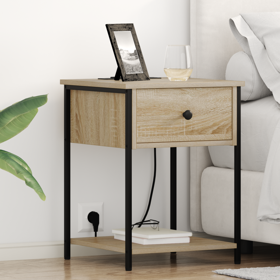 vidaXL Bedside kasten 2 pcs Sonoma eiken 42 x 41 x 56 cm Bewerkt hout afbeelding 1