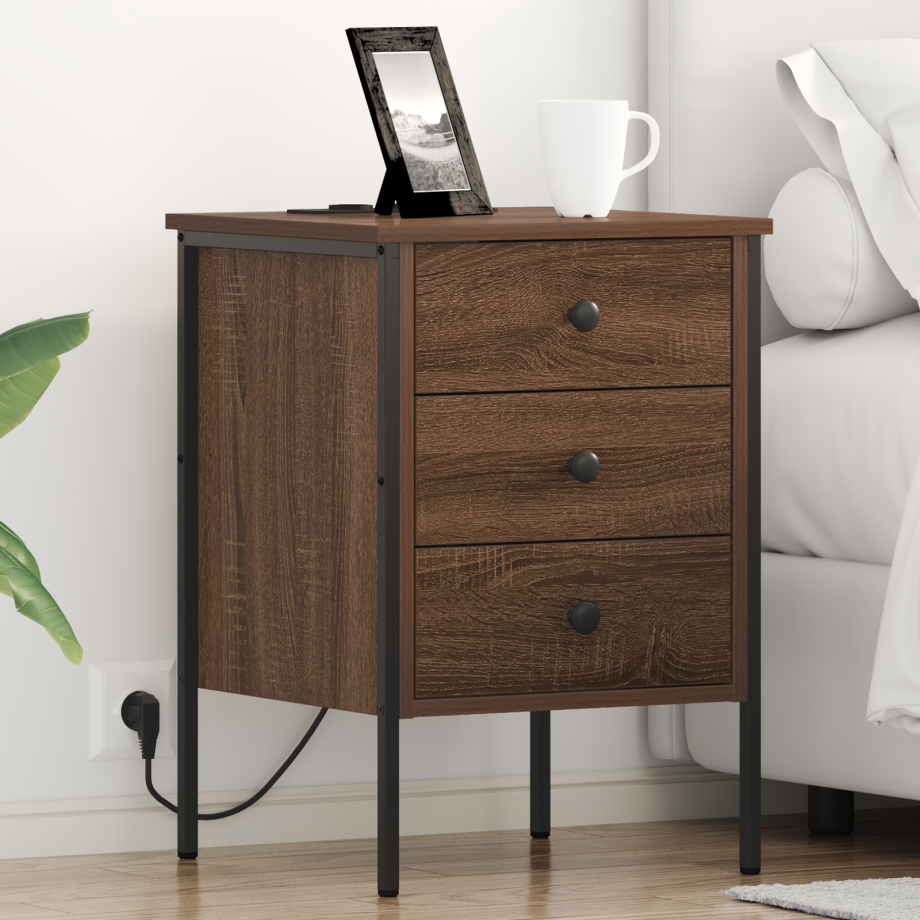 vidaXL Bedside kasten met lade 2 pcs bruin eikenkleur 42 x 41 x 61 cm afbeelding 1