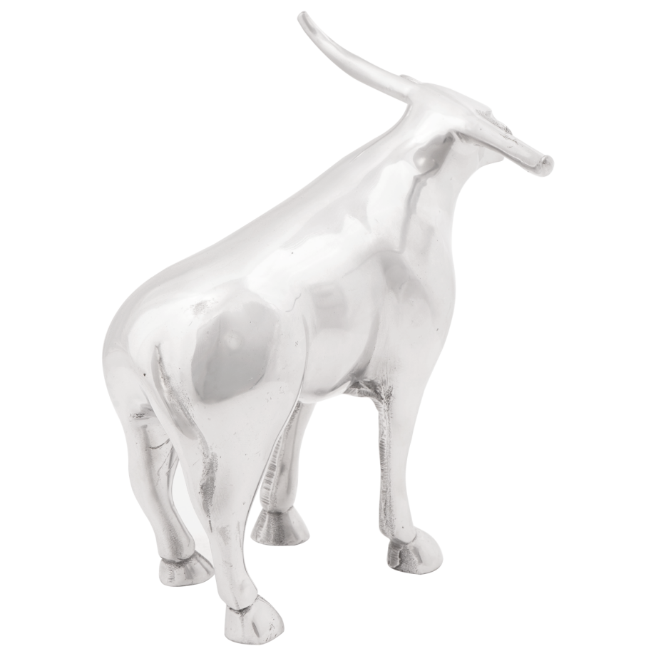 vidaXL Beeldje stier 20x17x23 cm aluminium zilverkleurig afbeelding 1