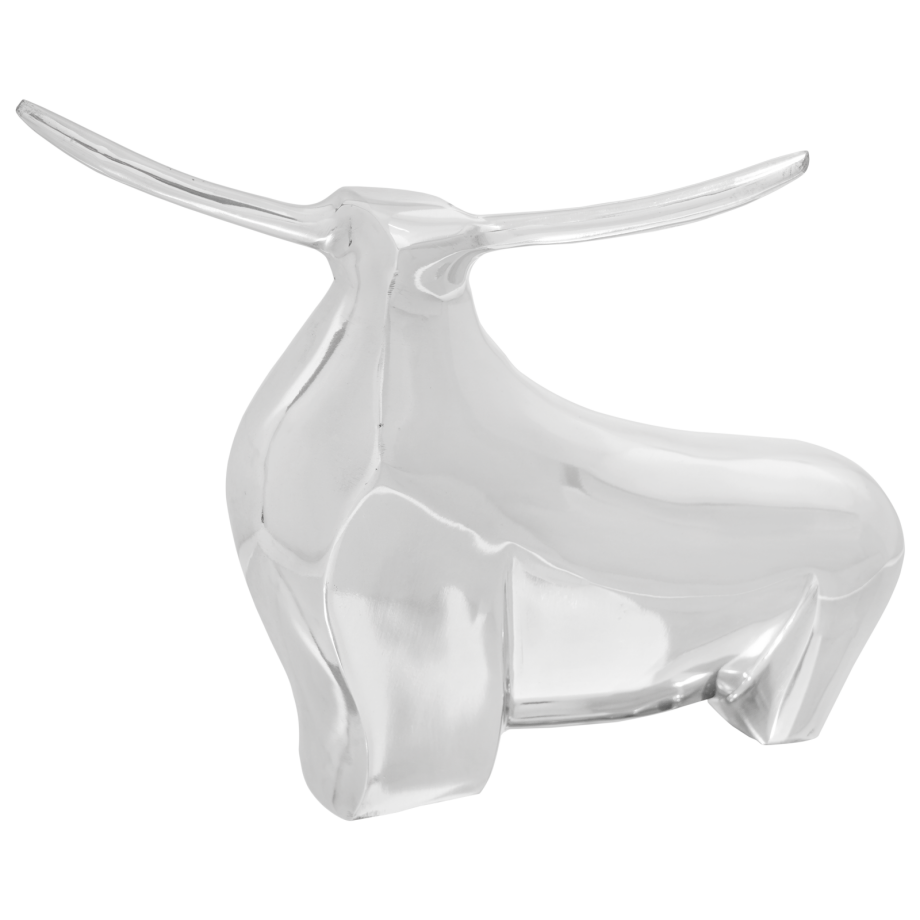 vidaXL Beeldje stier 37x44x17 cm aluminium zilverkleurig afbeelding 1