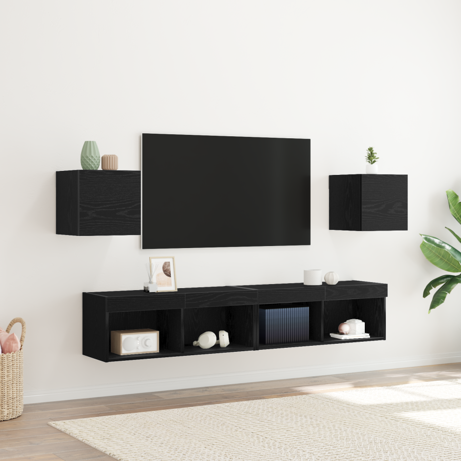 vidaXL Bijzettafel 50x50x35 cm bewerkt hout zwart eikenkleurig afbeelding 1