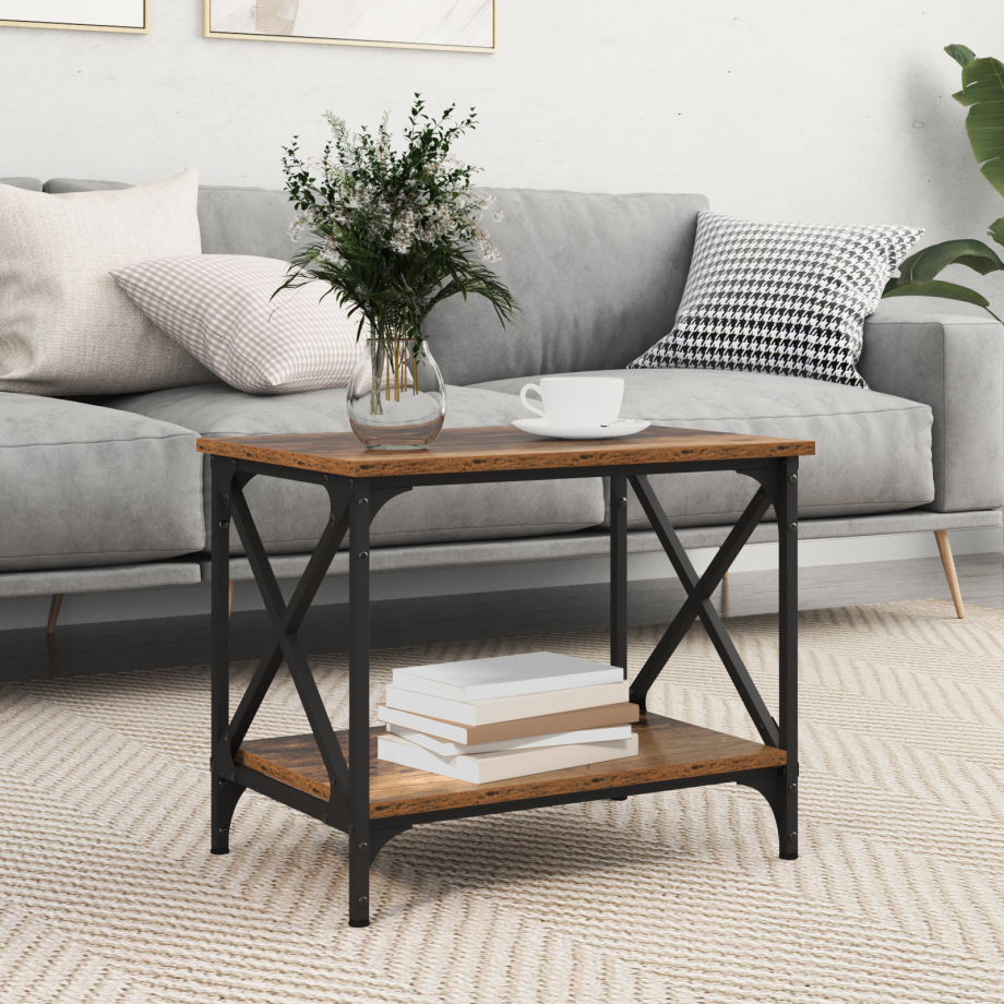 vidaXL Bijzettafel Oudhout 55 x 38 x 45 cm Bewerkt hout afbeelding 1
