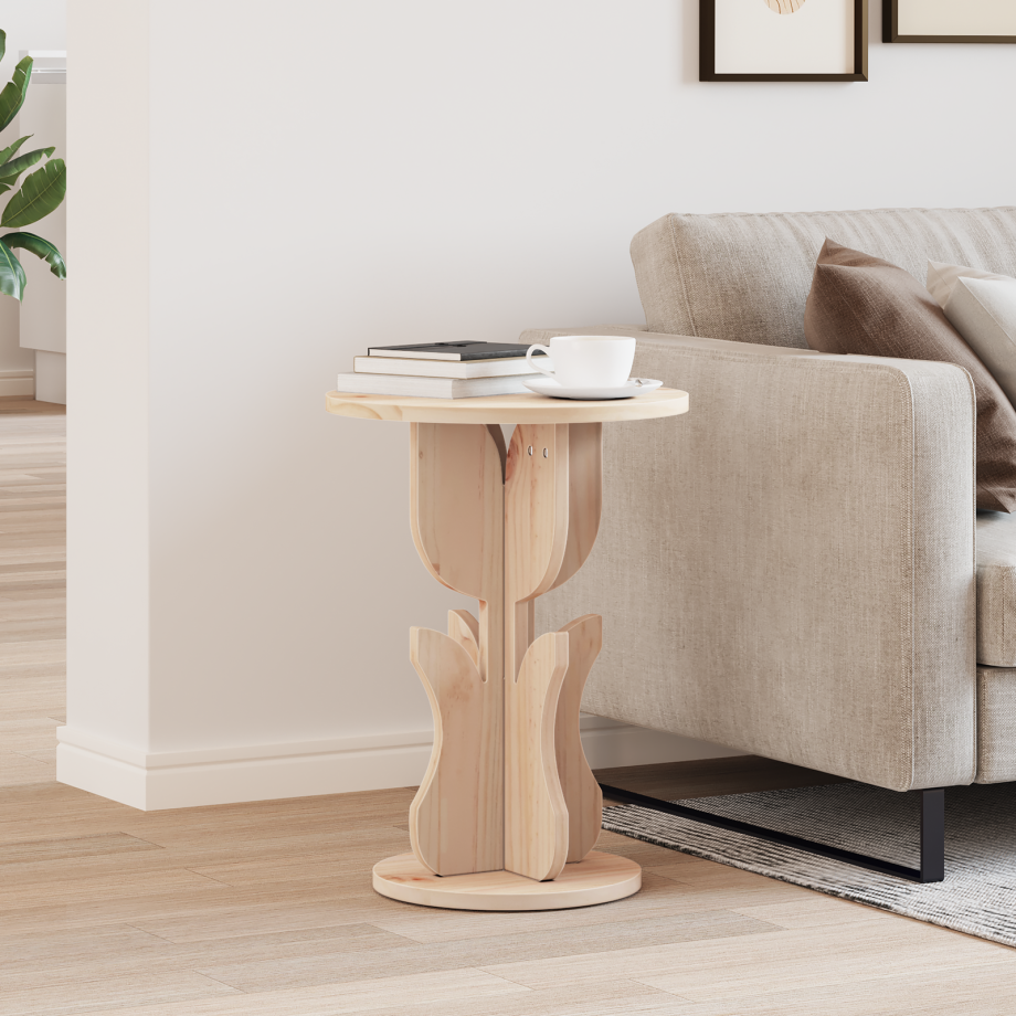 vidaXL Salontafel Naturel 39,5 x 39,5 x 53,5 cm Massief grenenhout afbeelding 1