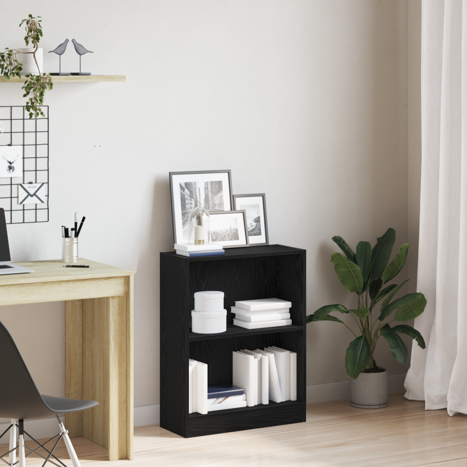 vidaXL Boekenkast Zwart Eiken 60 x 24 x 76 cm Bewerkt hout afbeelding 1