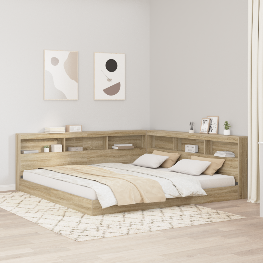 vidaXL Boekenkast Bed Sonoma Eiken 180x200 cm Spaanplaat afbeelding 1