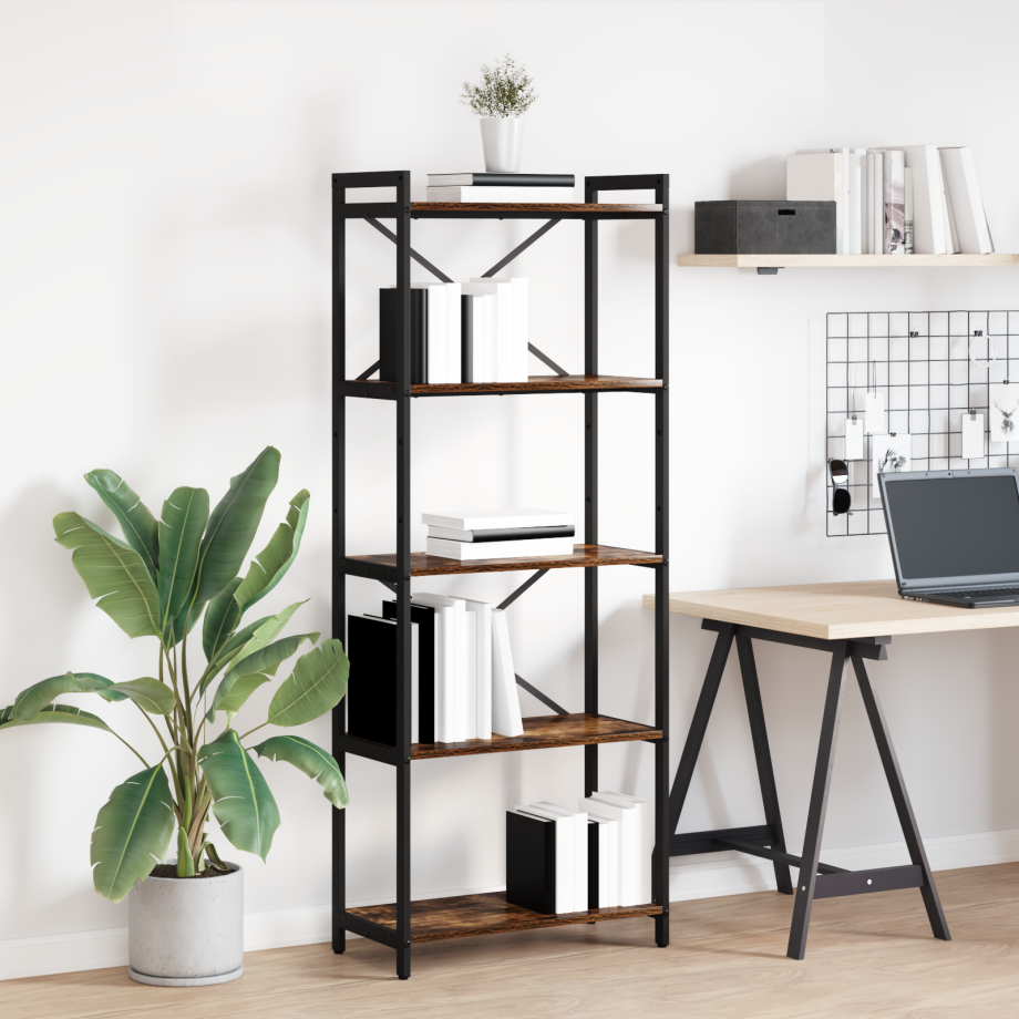 vidaXL Boekenkast Gerookt eiken 60 x 30 x 155 cm Bewerkt hout afbeelding 1