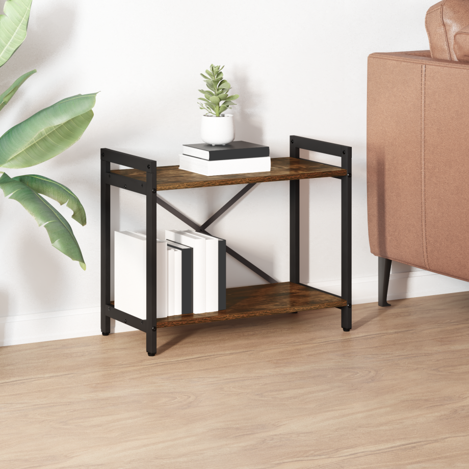 vidaXL Boekenkast Gerookt eiken 60 x 30 x 50 cm Bewerkt hout afbeelding 1