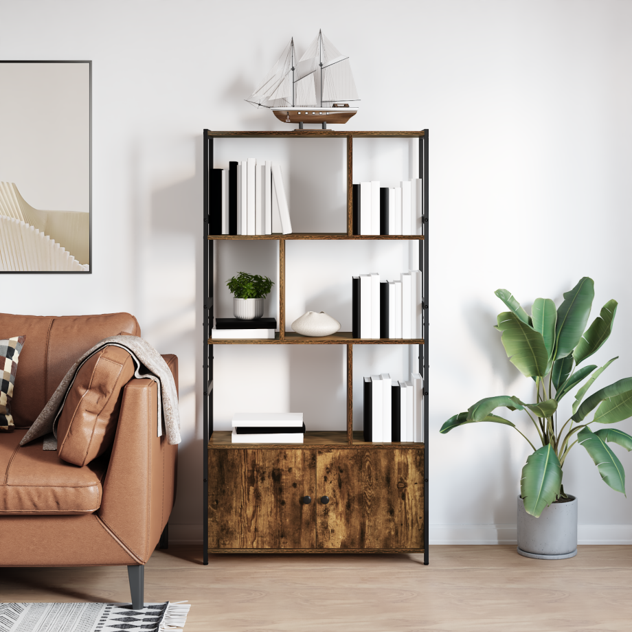 vidaXL Boekenkast Gerookt eiken 80 x 30 x 155,5 cm Bewerkt hout vidaXL Boekenkast Gerookt eiken 80 x 30 x 155,5 cm Bewerkt hout afbeelding 1
