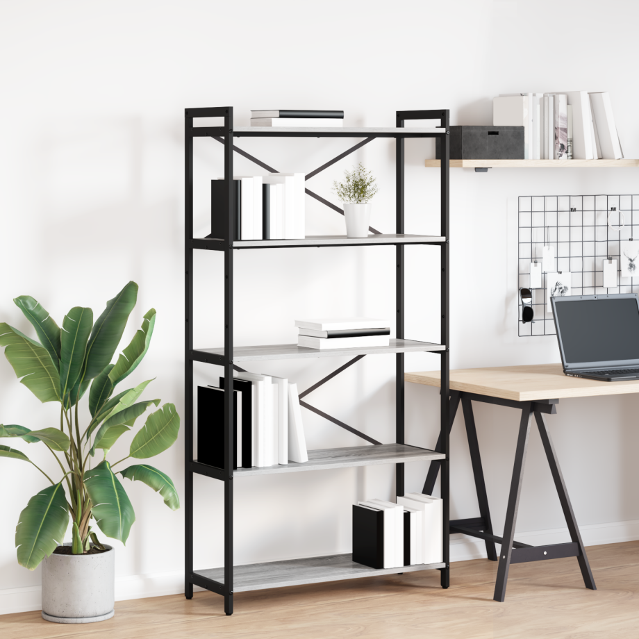 vidaXL Boekenkast Grijs sonoma 80 x 30 x 155 cm Bewerkt hout afbeelding 1