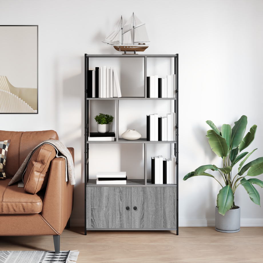 vidaXL Boekenkast Grijs sonoma 80 x 30 x 155,5 cm Bewerkt hout afbeelding 1