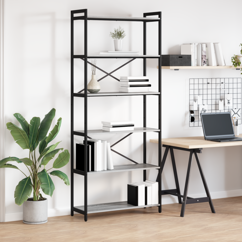 vidaXL Boekenkast Grijs sonoma 80 x 30 x 189,5 cm Bewerkt hout afbeelding 1