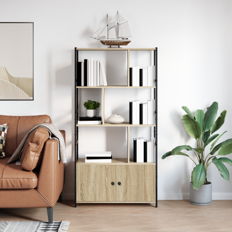 vidaXL Boekenkast Sonoma Eiken 80 x 30 x 155,5 cm Bewerkt hout afbeelding 1