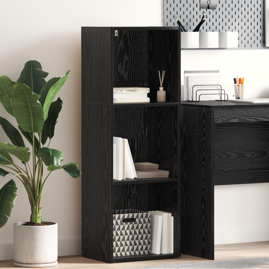 vidaXL Boekenkast Zwart Eiken 40 x 30 x 114 cm Bewerkt hout vidaXL Boekenkast Zwart Eiken 40 x 30 x 114 cm Bewerkt hout afbeelding 1