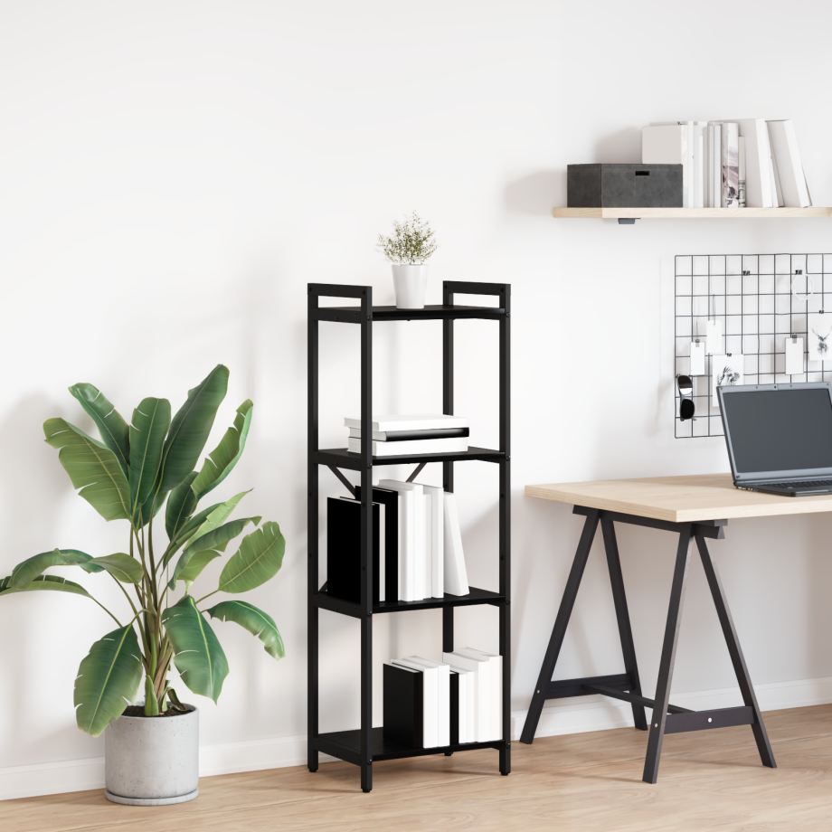 vidaXL Boekenkast Zwart Eiken 40 x 30 x 119 cm Bewerkt hout vidaXL Boekenkast Zwart Eiken 40 x 30 x 119 cm Bewerkt hout afbeelding 1