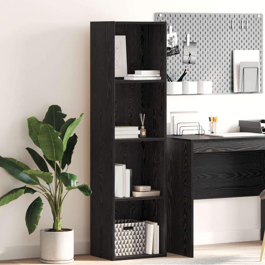 vidaXL Boekenkast Zwart Eiken 40 x 30 x 152 cm Bewerkt hout afbeelding 1