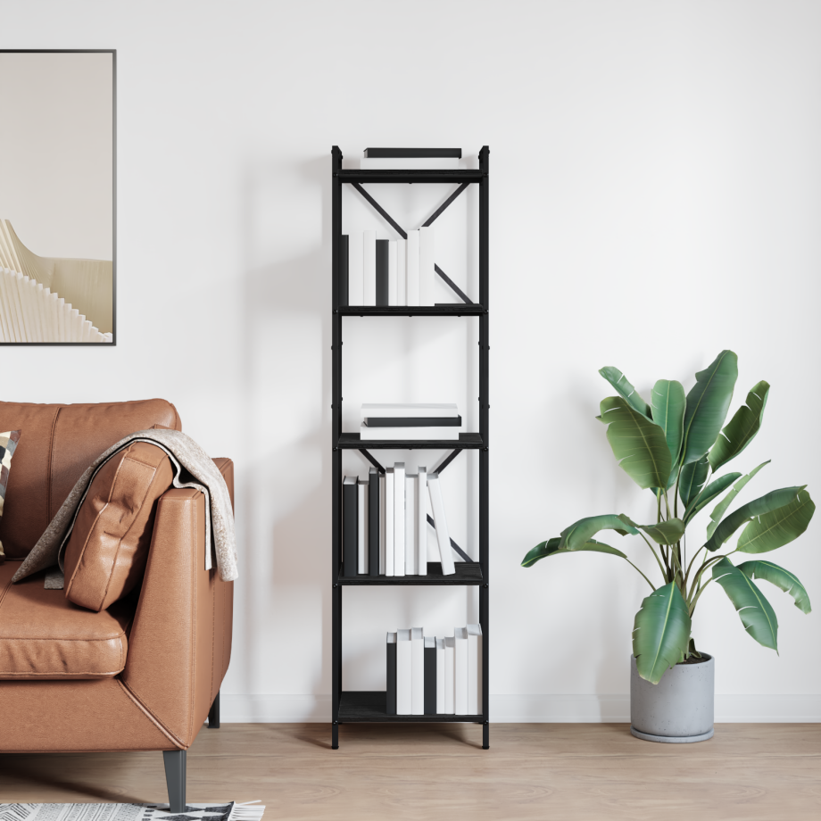 vidaXL Boekenkast Zwart Eiken 40 x 30 x 155 cm Bewerkt hout vidaXL Boekenkast Zwart Eiken 40 x 30 x 155 cm Bewerkt hout afbeelding 1
