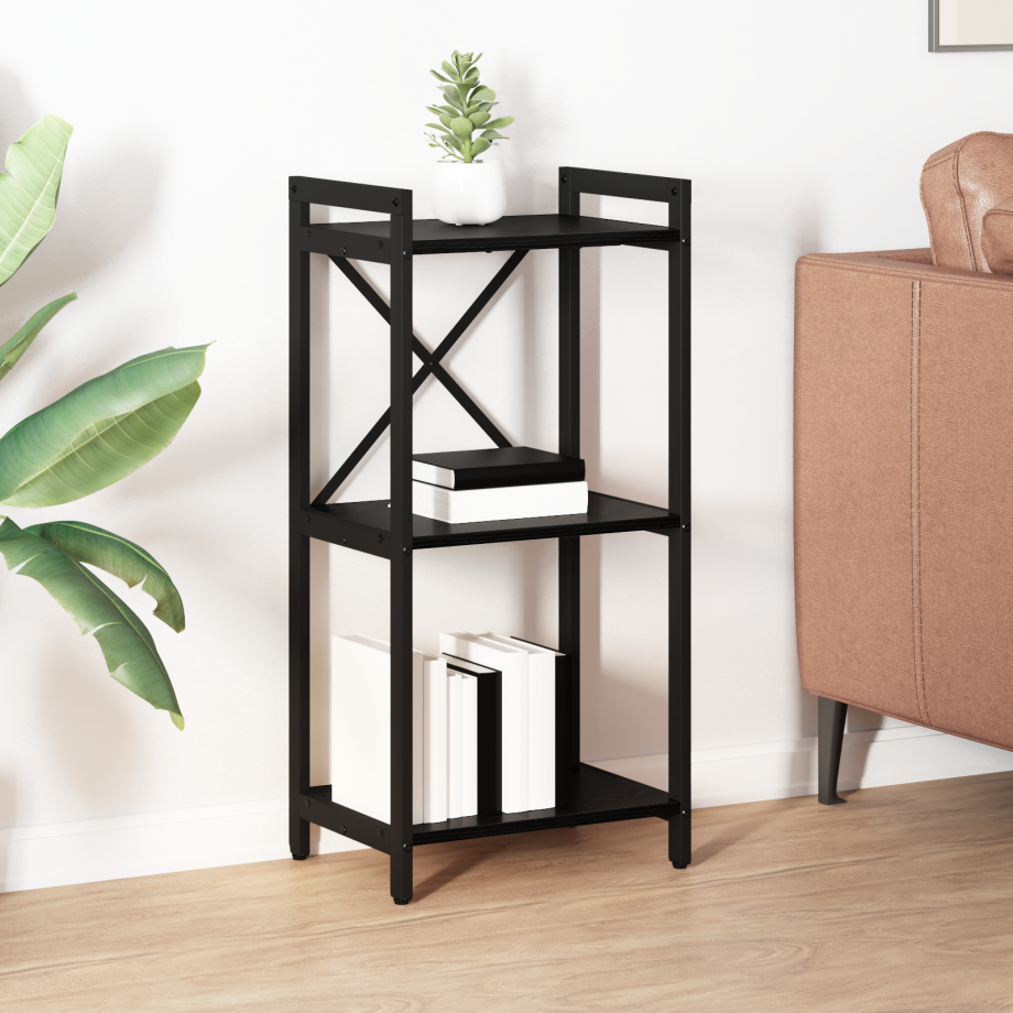 vidaXL Boekenkast Zwart Eiken 40 x 30 x 85 cm Bewerkt hout vidaXL Boekenkast Zwart Eiken 40 x 30 x 85 cm Bewerkt hout afbeelding 1