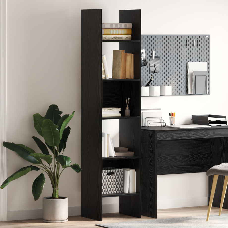 vidaXL Boekenkast Zwart Eiken 40 x 35 x 180 cm Bewerkt hout vidaXL Boekenkast Zwart Eiken 40 x 35 x 180 cm Bewerkt hout afbeelding 1