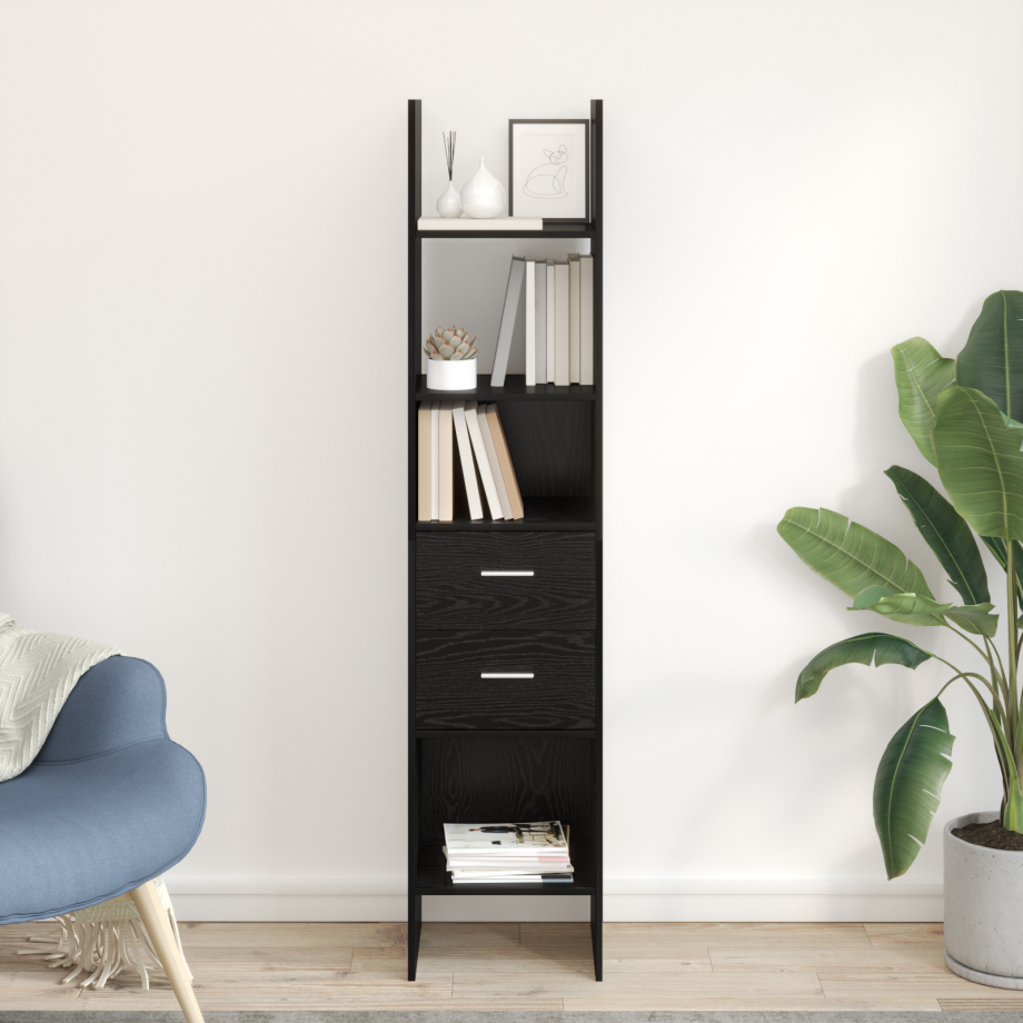 vidaXL Boekenkast Zwart eiken 40 x 35 x 180 cm Bewerkt hout vidaXL Boekenkast Zwart eiken 40 x 35 x 180 cm Bewerkt hout afbeelding 1