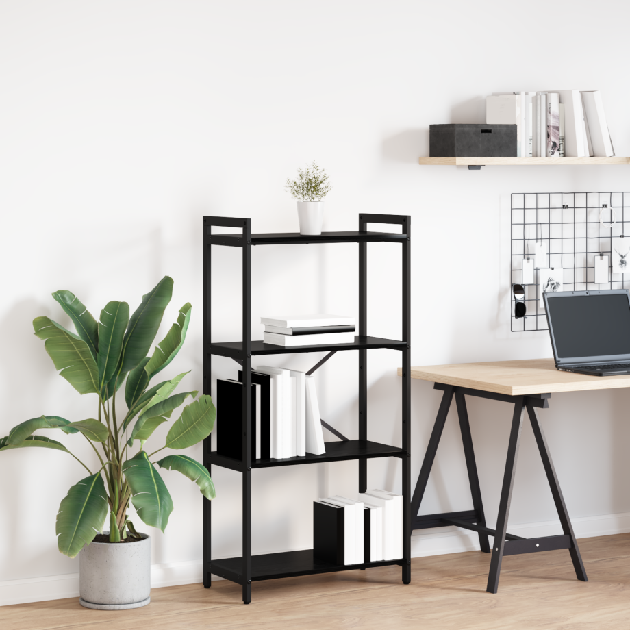 vidaXL Boekenkast Zwart Eiken 60 x 30 x 120 cm Bewerkt hout afbeelding 1