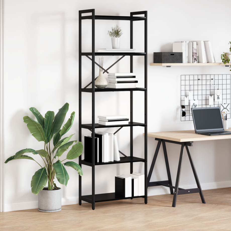 vidaXL Boekenkast Zwart Eiken 60 x 30 x 189,5 cm Bewerkt hout afbeelding 1