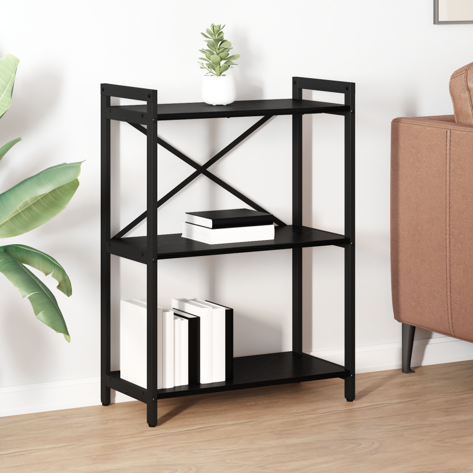 vidaXL Boekenkast Zwart Eiken 60 x 30 x 85 cm Bewerkt hout afbeelding 1