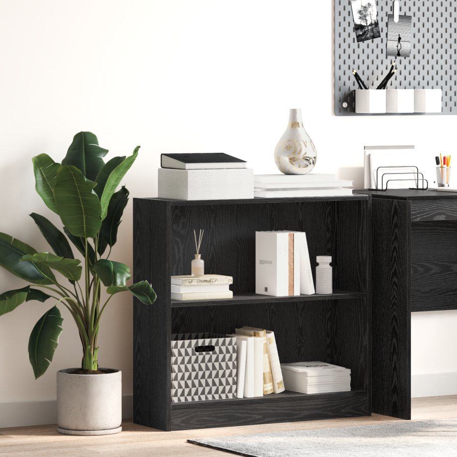 vidaXL Boekenkast Zwart Eiken 80 x 24 x 76 cm Bewerkt hout afbeelding 1