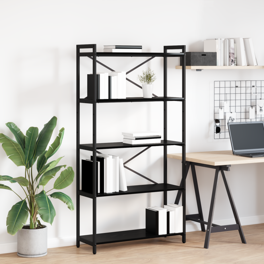 vidaXL Boekenkast Zwart Eiken 80 x 30 x 155 cm Bewerkt hout afbeelding 1