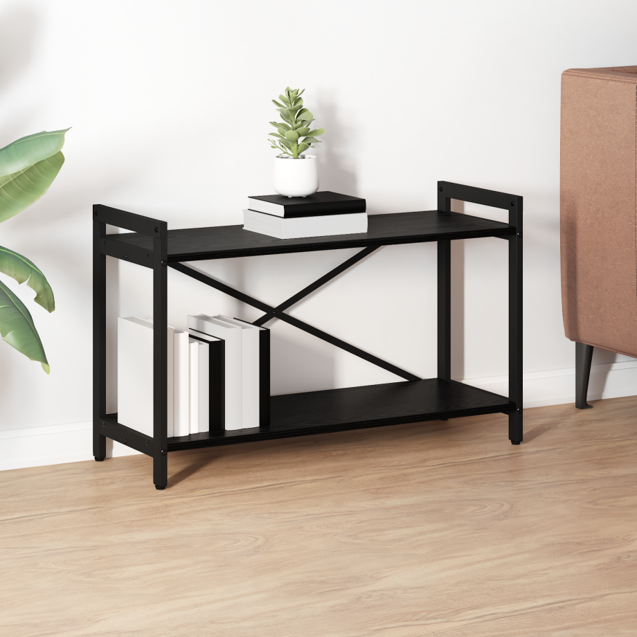 vidaXL Boekenkast Zwart Eiken 80 x 30 x 50 cm Bewerkt hout vidaXL Boekenkast Zwart Eiken 80 x 30 x 50 cm Bewerkt hout afbeelding 1
