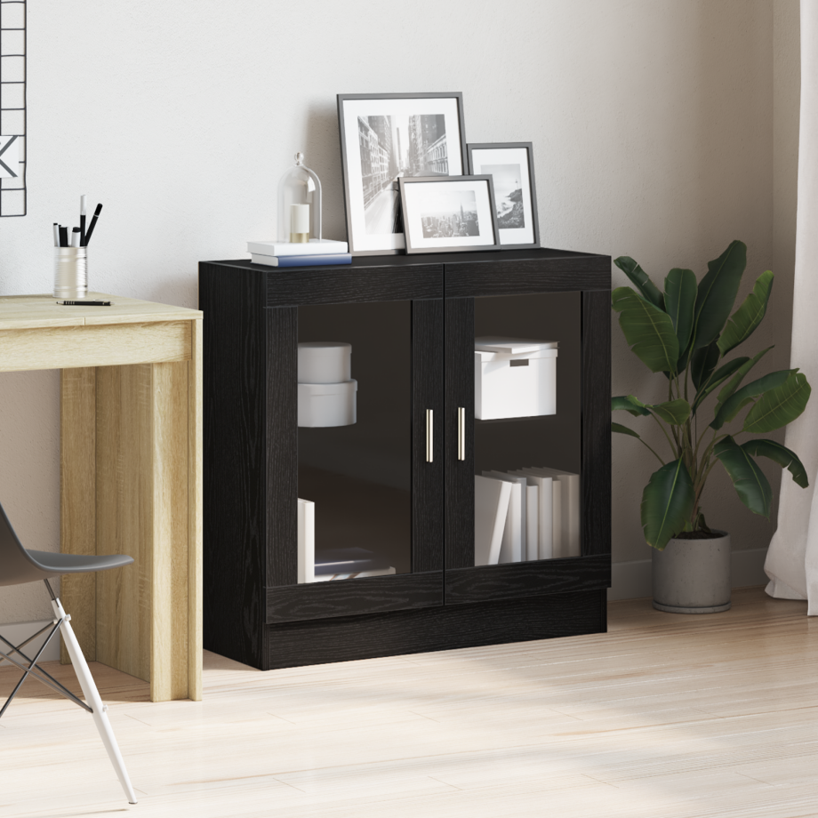 vidaXL Boekenkast Zwart Eiken 82,5 x 30,5 x 80 cm Bewerkt hout afbeelding 1